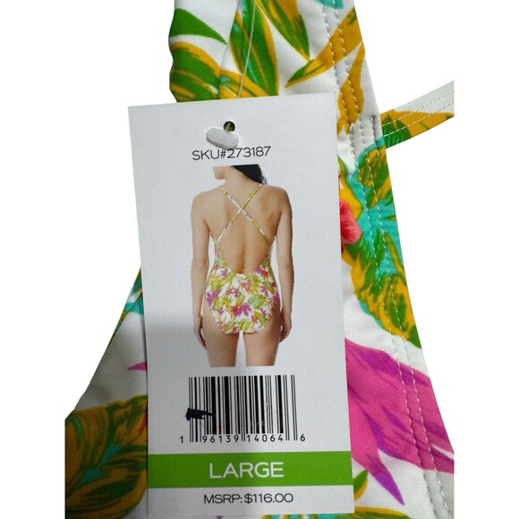INTO THE BLEU Vacation Floral One Piece Swimsuit Women’s Size Large MSRP $116 - Picture 5 of 8